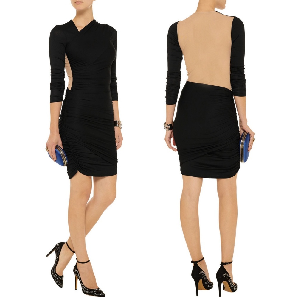 Michelle Mason Ruched Mesh Back Dress - Picture 1 of 8